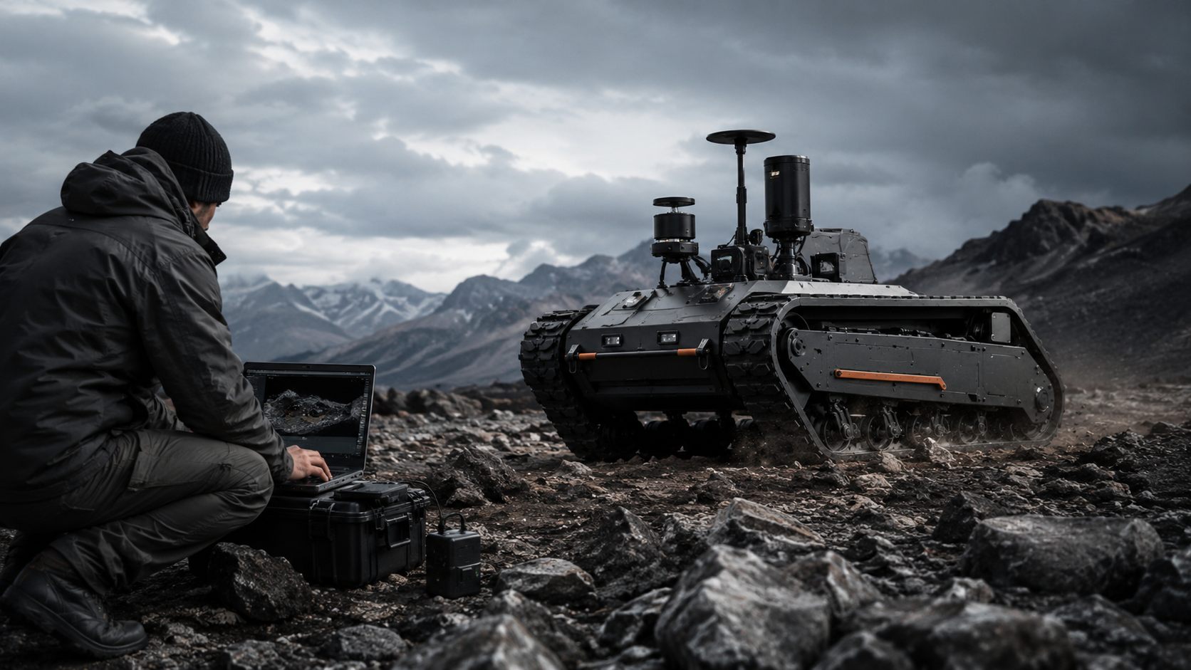 Tracked platform operating in rugged inspection terrain