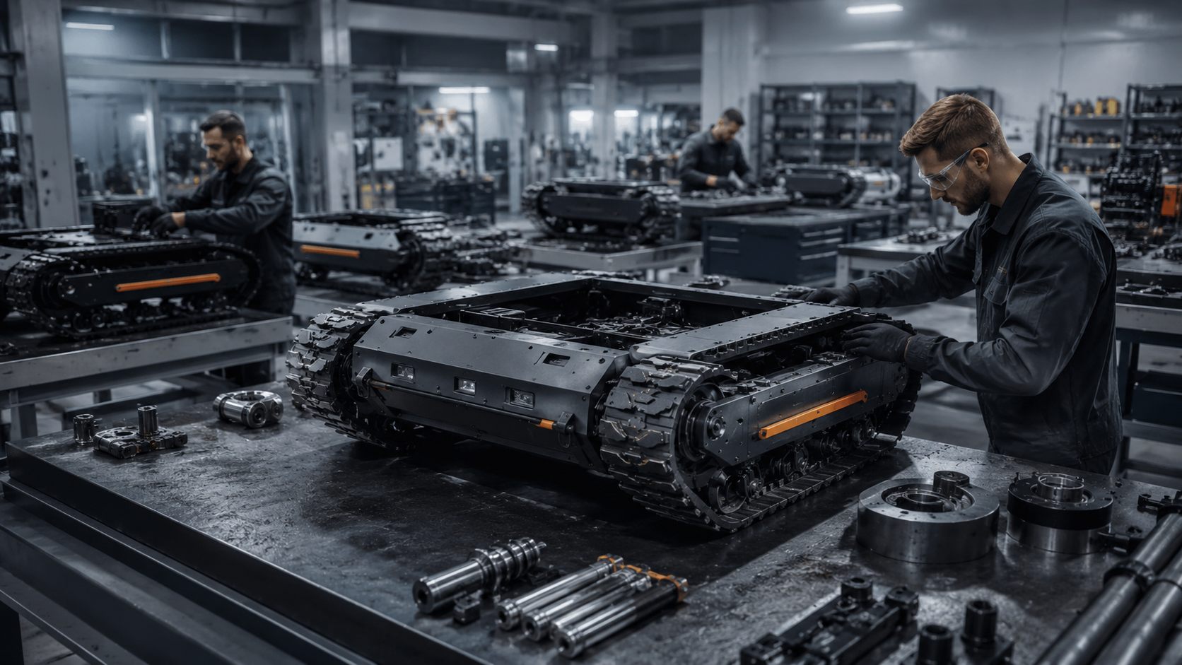 Tracked chassis assembly and workshop preparation